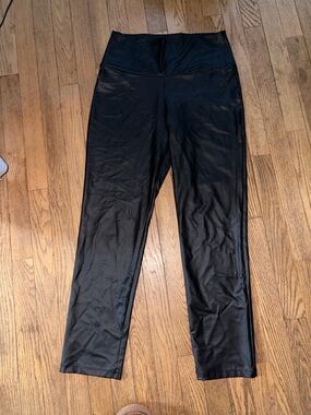 Black High-Waist Faux Leather Leggings